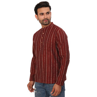 Latest Data - Not - Present Ecostyle Woven cotton long sleeves mens short kurta 2025 at ShopCirc