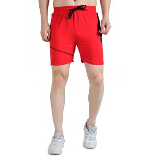 Affordable Men Kwings Men's Running & Gym Shorts - Piping Design Lycra Blend with 2 Zipper Pocke