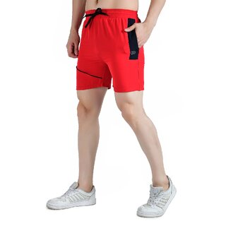 Luxurious Men Kwings Men's Running & Gym Shorts - Piping Design Lycra Blend with 2 Zipper Pocket