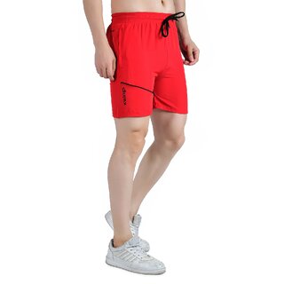 Luxurious Men Kwings Men's Running & Gym Shorts - Piping Design Lycra Blend with 2 Zipper Pocket
