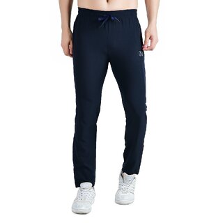 Kwings Soft NS Lycra Track Pant for Men - Comfortable Straight Fit Joggers with Secure Side Zipper Pockets Navy L - Track Pants | Buy online on ZillyBuy