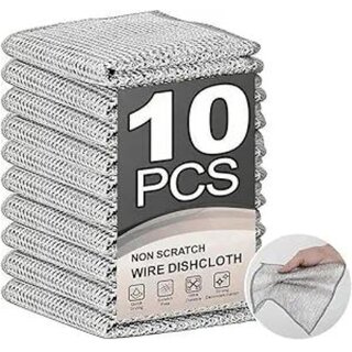 pack of 10 Non scratch Dish wash coths for kitchen, Metal wire cleaning cloth