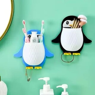 penguins shape toothbrush holder plastic stand for toothpaste comb brush cream set of 1