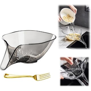 Multifunctional Drainer Basket - 2025 New Fruit Cleaning Bowl with Strainer Container, Kitchen Sink Food Collector Drainer Fruit Rinser Vegetable Wash Strainer Bowl (1pcs, transparent) - Cookware | Buy online on ZillyBuy