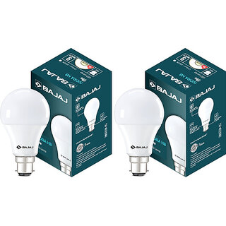  pack of 2 bajaj 9 w basic round b22 led bulb white 