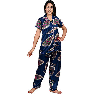 Chic Women Brahmani Women Night Suit Set Blue Printed 2025 at ShopCircuit | ONDC