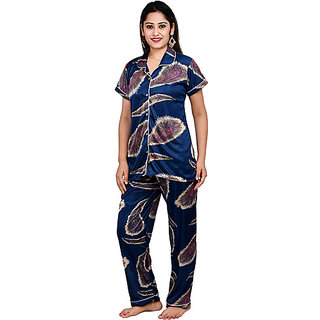 Chic Women Brahmani Women Night Suit Set Blue Printed 2025 at ShopCircuit | ONDC