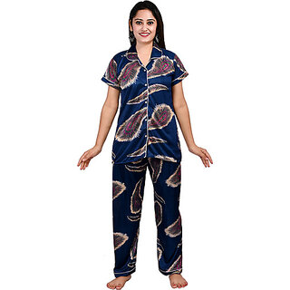 Chic Women Brahmani Women Night Suit Set Blue Printed 2025 at ShopCircuit | ONDC