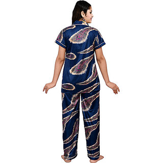 Chic Women Brahmani Women Night Suit Set Blue Printed 2025 at ShopCircuit | ONDC