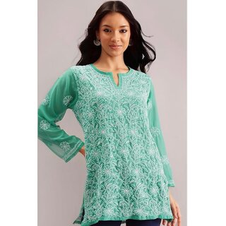 Women Pure Lucknawi Chicken Short Kurti - Kurtas & Kurta Sets | Buy online on ZillyBuy