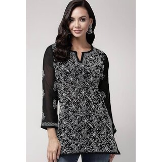 Women Pure Lucknawi Chicken Short Kurti - Kurtas & Kurta Sets | Buy online on ZillyBuy