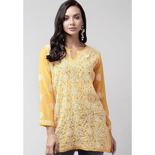 Women Pure Lucknawi Chicken Short Kurti - Kurtas & Kurta Sets | Buy online on ZillyBuy