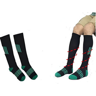 Pack Of 2 - Compression Socks Unisex Striped Knee High, Calf Length Socks