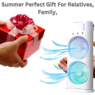 Double Ended Mist Spray Cooler Fan, USB Rechargeable Mini Desktop Cooler with Water Mist, Portable Travel Cooling Device for Office and Home, Ideal Summer Gift