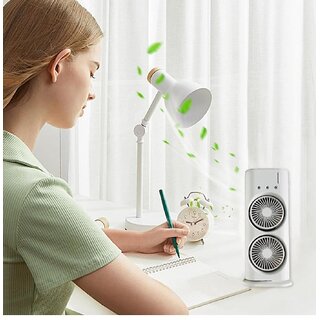 Double Ended Mist Spray Cooler Fan, USB Rechargeable Mini Desktop Cooler with Water Mist, Portable Travel Cooling Device for Office and Home, Ideal Summer Gift