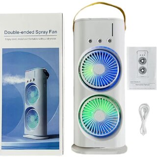 Double Ended Mist Spray Cooler Fan, USB Rechargeable Mini Desktop Cooler with Water Mist, Portable Travel Cooling Device for Office and Home, Ideal Summer Gift