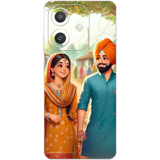 Yug Emporium Back Skin Wrap For Oppo A3x Premium Quality Full Coverage (Punjabi Couple) (Mobile Back Cover, Multicolor)