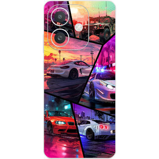 Yug Emporium Back Skin Wrap For Oppo A3x Premium Quality Full Coverage (Anime 3D car) (Mobile Back Cover, Multicolor)