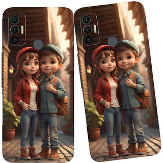 Yug Emporium Tecno Spark 7  Mobile Skin Sticker ( 3D Bestfriend Couple Theme STICKERS) (Mobile Back Cover, Multicolor)