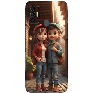 Yug Emporium Tecno Spark 7  Mobile Skin Sticker ( 3D Bestfriend Couple Theme STICKERS) (Mobile Back Cover, Multicolor)
