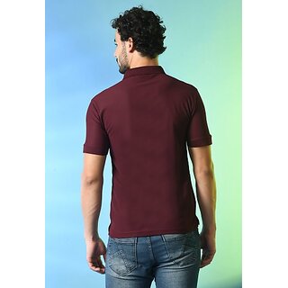 Elegant Men PrintCultr Solid Men Polo Neck Cotton Blend Maroon T-Shirt 2025 at ShopCircuit | OND