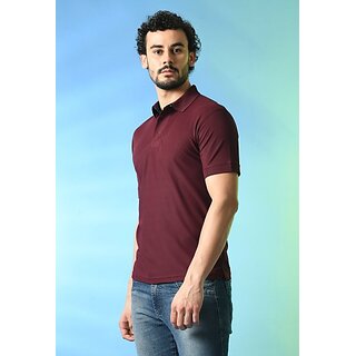 Elegant Men PrintCultr Solid Men Polo Neck Cotton Blend Maroon T-Shirt 2025 at ShopCircuit | OND