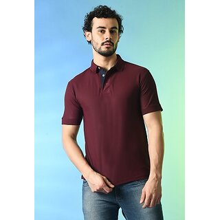 Elegant Men PrintCultr Solid Men Polo Neck Cotton Blend Maroon T-Shirt 2025 at ShopCircuit | OND
