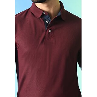 Elegant Men PrintCultr Solid Men Polo Neck Cotton Blend Maroon T-Shirt 2025 at ShopCircuit | OND