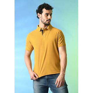 New Men PrintCultr Solid Men Polo Neck Polyester Yellow T-Shirt 2025 at ShopCircuit | ONDC
