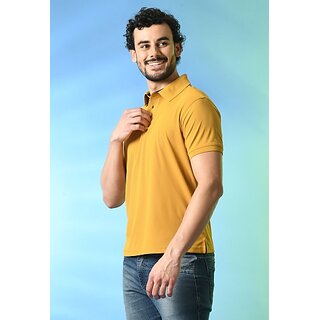 New Men PrintCultr Solid Men Polo Neck Polyester Yellow T-Shirt 2025 at ShopCircuit | ONDC
