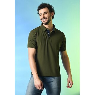 Premium Men PrintCultr Solid Men Polo Neck Polyester Green T-Shirt 2025 at ShopCircuit | ONDC