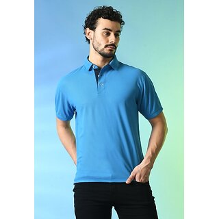Top Men PrintCultr Solid Men Polo Neck Cotton Blend Blue T-Shirt 2025 at ShopCircuit | ONDC