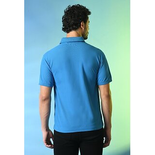 Top Men PrintCultr Solid Men Polo Neck Cotton Blend Blue T-Shirt 2025 at ShopCircuit | ONDC