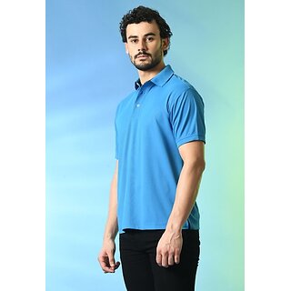 Top Men PrintCultr Solid Men Polo Neck Cotton Blend Blue T-Shirt 2025 at ShopCircuit | ONDC