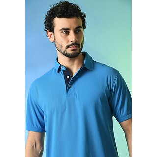 Top Men PrintCultr Solid Men Polo Neck Cotton Blend Blue T-Shirt 2025 at ShopCircuit | ONDC
