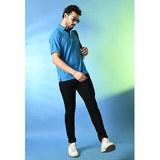 Top Men PrintCultr Solid Men Polo Neck Cotton Blend Blue T-Shirt 2025 at ShopCircuit | ONDC