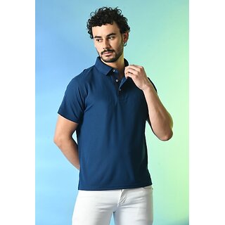 Exclusive Men PrintCultr Solid Men Polo Neck Polyester Dark Blue T-Shirt 2025 at ShopCircuit | O