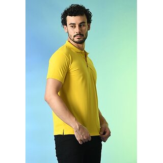 Premium Men PRINTCULTR Men Solid Polo Neck Polyester Yellow T-Shirt 2025 at ShopCircuit | ONDC