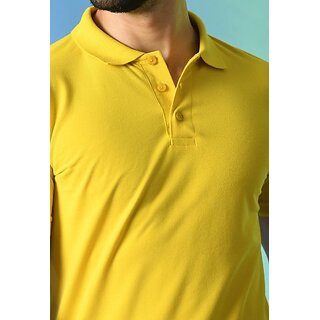 Premium Men PRINTCULTR Men Solid Polo Neck Polyester Yellow T-Shirt 2025 at ShopCircuit | ONDC