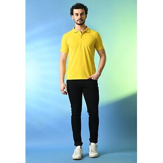 Premium Men PRINTCULTR Men Solid Polo Neck Polyester Yellow T-Shirt 2025 at ShopCircuit | ONDC