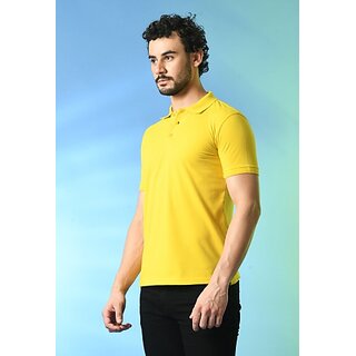 Premium Men PrintCultr Solid Men Polo Neck Cotton Blend Yellow T-Shirt 2025 at ShopCircuit | OND