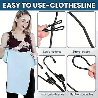 Pink Green Drying Rope with 12 Clips Portable Outdoor Clothesline Pack Of 2 Nylon Retractable Clothesline(2 m)