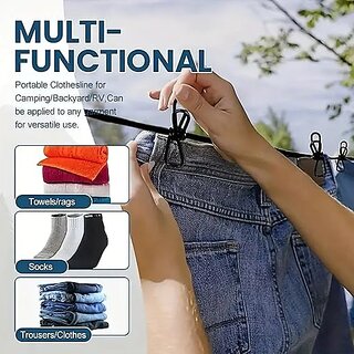 Pink Green Drying Rope with 12 Clips Portable Outdoor Clothesline Pack Of 2 Nylon Retractable Clothesline(2 m)