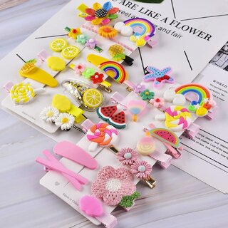 14 Pcs Multi Unicorn Ice Cream Hair Clips Set Baby Hairpin For Kids Girls Toddler Barrettes Hair Accessories (Pink)