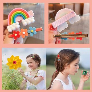 14 Pcs Multi Unicorn Ice Cream Hair Clips Set Baby Hairpin For Kids Girls Toddler Barrettes Hair Accessories (Pink)