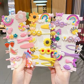 14 Pcs Multi Unicorn Ice Cream Hair Clips Set Baby Hairpin For Kids Girls Toddler Barrettes Hair Accessories (Pink)