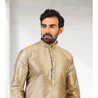 Premium Men Raivat Ethnic Beige Colour Jacquard Silk Brocade Kurta Pajama 1006 2025 at ShopCircu