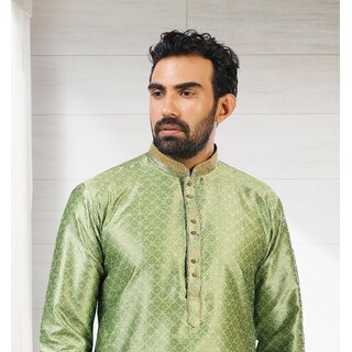 Luxurious Men Raivat Ethnic Pista Green Colour Jacquard Silk Brocade Kurta Pajama 1007 2025 at S