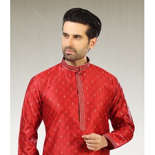 Best Men Raivat Ethnic Maroon Colour Jacquard Silk Brocade Kurta Pajama 1032 2025 at ShopCircuit