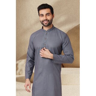 Luxurious Men Raivat Ethnic Grey Colour Jacquard Silk Brocade Kurta Pajama 1143 2025 at ShopCirc